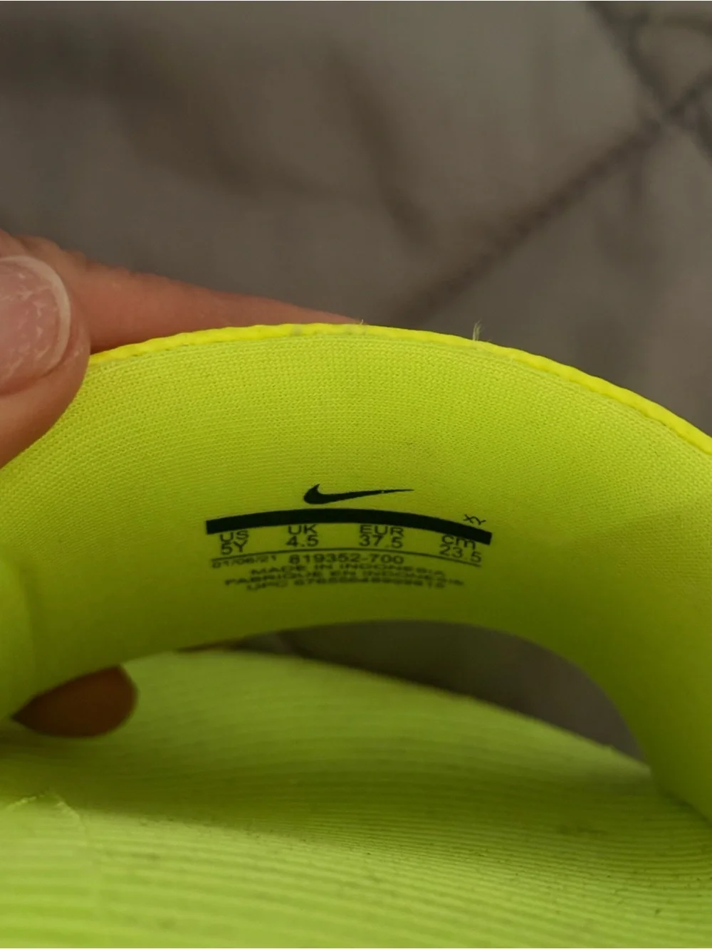 Nike Kids Neon Yellow Slide Sandals with Black Swoosh